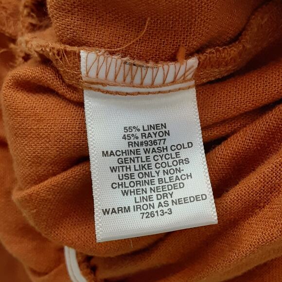 Liz Claiborne Wide Leg Jumpsuit Linen Blend Button Front Terracotta Womens L - Picture 5 of 11